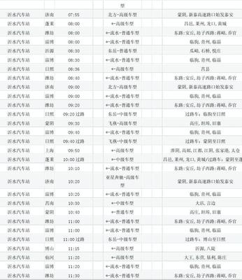沂水县城乡客运站时间表
